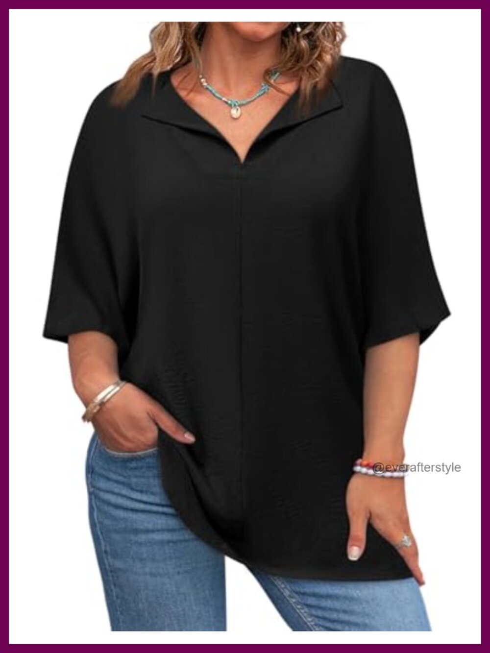 Plus Size V Neck Short Sleeve Tunic Tee Loose Casual Summer Top